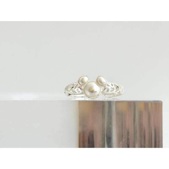 Walt Disney Mickey Mouse Figural Head Shaped Faux Pearl Vintage Ring - sz 2.25 - Picture 2 of 10